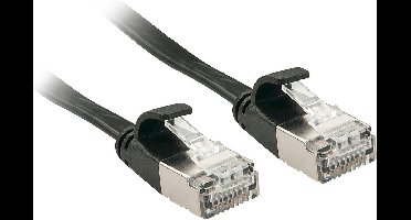 LINDY 47484 RJ45 Netwerkkabel, patchkabel CAT 6A U/FTP 5.00 m Zwart Snagless, Plat, Platte uitvoering 1 stuk(s)