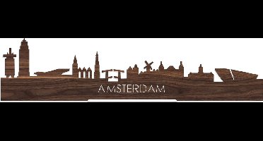 Standing Skyline Amsterdam Notenhout - 40 cm - Woon decoratie om neer te zetten en om op te hangen - Meer steden beschikbaar - Cadeau voor hem - Cadeau voor haar - Jubileum - Verjaardag - Housewarming - Aandenken aan stad - WoodWideCities