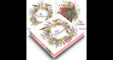 Janneke Brinkman kerstdoosje - Krans vogels - Kerststuk in mand