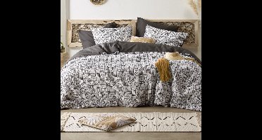 De Witte Lietaer Dekbedovertrek Cuzco Stone Grey - Lits Jumeaux - 240 x 220 cm - Katoen Perkal