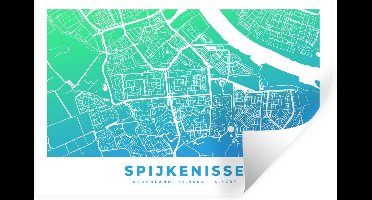 Muurstickers - Sticker Folie - Stadskaart - Spijkenisse - Blauw - Nederland - 30x20 cm - Plakfolie - Muurstickers Kinderkamer - Zelfklevend Behang - Plattegrond - Zelfklevend behangpapier - Stickerfolie