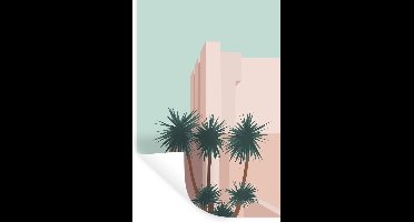 Muurstickers - Sticker Folie - Zomer - Palmbomen - Architectuur - 20x30 cm - Plakfolie - Muurstickers Kinderkamer - Zelfklevend Behang - Zelfklevend behangpapier - Stickerfolie