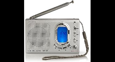 Nedis Wereldradio - Draagbaar Model - AM / FM / SW - Batterij Gevoed / Netvoeding - Digitaal - 1.5 W - Koptelefoonoutput - Wekkerfunctie - Slaaptimer - Grijs