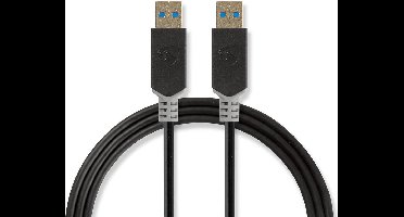USB-Kabel | USB 3.2 Gen 1 | USB-A Male | USB-A Male | 5 Gbps | Verguld | 2.00 m | Rond | PVC | Antraciet | Polybag