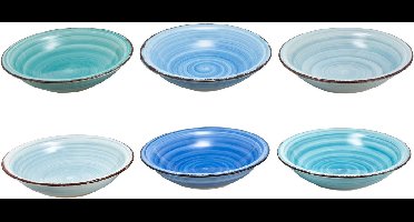 Diep bord - Ø21Cm - 6 Stuks - Aardewerk - Blue