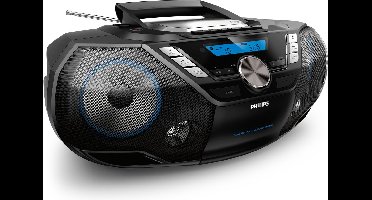 PHILIPS AZB798T / 12 CD-Soundmachine, draagbare CD-speler (radio DAB + / FM, Bluetooth, CD, MP3-CD, USB, cassette, alles-in-één geluidssysteem), Zwart
