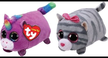 Ty - Knuffel - Teeny Ty's - Rosette Unicorn & Cassie Mouse
