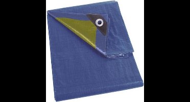 Perel Dekzeil, sterk, 14 ringen, versterkte hoeken, rechthoekig, blauw/groen, 110 g/m², 3 x 4 m