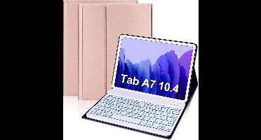 Ntech Bluetooth QWERTY Toetsenbordhoes - Geschikt voor Samsung Galaxy Tab A7 10.4 Inch - Rozegoud