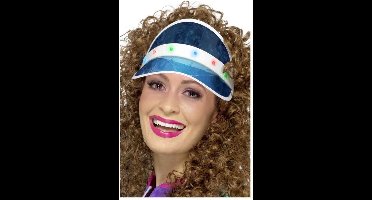 Blauw poker zonneklep met LED licht - Verkleedhoofddeksel