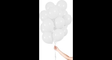 Witte Ballonnen met Lint 23cm - 30 stuks