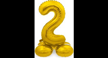 Folat - Cijfer 2 Goud met standaard - 72 cm