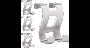 Deurhaken om op te hangen, deurgarderobe, kledinghaken deur, garderobehaken, roestvrij staal, set van 4, deurhanger, deurhaaklijst, jashouder deur, zonder boren