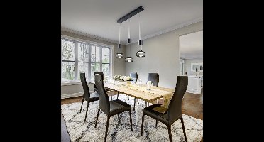 Trio leuchten - LED Hanglamp - Hangverlichting - 24W - 3-lichts - Warm Wit 3000K - Dimbaar - Rechthoek - Zwart - Aluminium