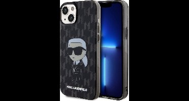 Karl Lagerfeld iPhone 15 Plus Hardcase hoesje - Ikonik Monogram - Zwart