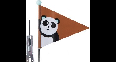 Pexkids Fietsvlag Panda - Deelbaar - Veiligheid en Zichtbaarheid - Speels Ontwerp - Bruin