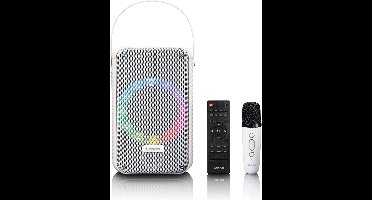 Lenco BTC-060WH - Draadloze Bluetooth Speaker 20W - Karaokeset met Microfoon en LED-verlichting - Wit