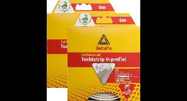 Deltafix tochtstrip - 2x - tochtwering - wit - zelfklevend - v-profiel - 6 m x 9 mm x 7 mm