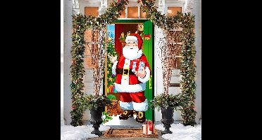 Kerst deurhoes decoratie, 90 x 185 cm kerst kerstman deurhoes, stof kerstman foto cabine achtergrond deurhoes, kerstfeestdecoraties voor thuis voordeur vakantie kerstdecoratie