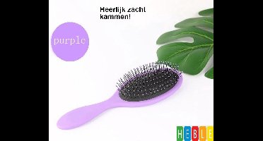*** Fijne zachte anti klit haarborstel - Kammen Salon -Paars - van Heble® ***