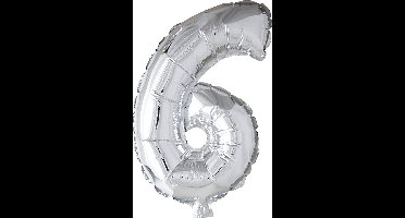 Creotime Folieballon Cijfer "6" 41 Cm Zilver