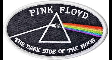 Pink Floyd - Dark Side Of The Moon Oval White Border Patch - Zwart