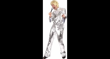 Vegaoo - Glanzend zilverkleurig disco kostuum voor mannen