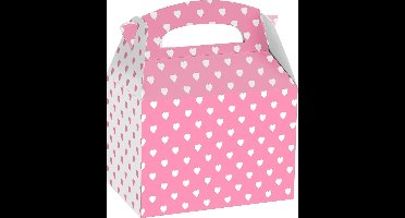 cadeauverpakking harten junior papier 12 x 15 cm roze/wit