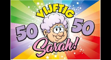 50 jaar Sarah Regenboog Deurbord - 58x37cm
