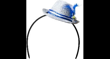 Partychimp Tiara Tirolerhoed Oktoberfest Dames - Vilt - Grijs/Blauw/Wit - One-size