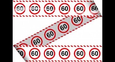 3x stuks markeerlinten/afzetlinten 60 jaar versiering met stopbord 15 meter - Feestartikelen