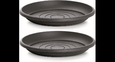 Prosperplast Opvangschaal/onderschaal voor bloempot/plantenpot - 6x - antraciet - rond - Dia 17 cm