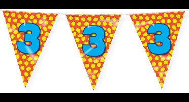 Paperdreams Slinger - Verjaardag 3 jaar thema Vlaggetjes - feestversiering - 10m - dubbelzijdig