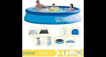 Intex Easy Set Zwembad - Opblaaszwembad - 366x76 cm - Inclusief Solarzeil Pro, Onderhoudspakket, Zwembadpomp, Filter, Grondzeil, Solar Mat, Trap en Voetenbad