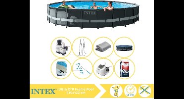 Intex Ultra XTR Frame Zwembad - Opzetzwembad - 610x122 cm - Inclusief Filterzand, Onderhoudsset, Zoutsysteem en Zout