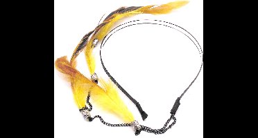 Festival/Ibiza diadeem met hanger 4 veren geel-zwart