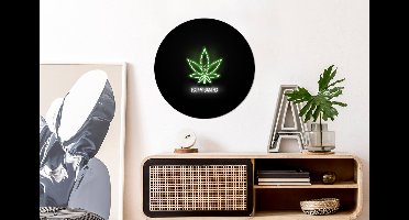 WallCircle - Wandcirkel - Muurcirkel - Gaming - Tekst - Neon - Happy gaming - Groen - Aluminium - Dibond - 60x60 cm - Binnen en Buiten