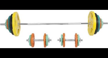 Gorilla Sports Halterset 100 kg - Gripper Gietijzer rubber coating - Schroefsluiting