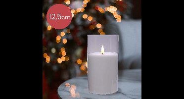 LED kaars wit met helder glas en vlam effect - 7,5 x 12,5cm - voor binnen