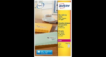 Klevende etiketten Avery 38,1 x 21,2 mm Transparant 210 x 297 mm 25 Lakens