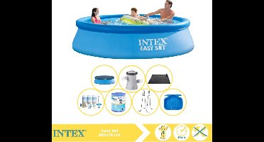 Intex Easy Set Zwembad - Opblaaszwembad - 305x76 cm - Inclusief Afdekzeil, Onderhoudspakket, Filter, Solar Mat, Trap en Voetenbad
