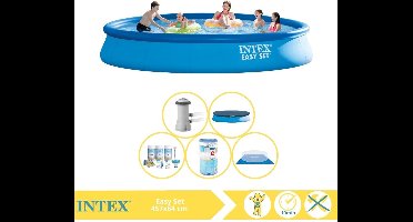 Intex Easy Set Zwembad - Opblaaszwembad - 457x84 cm - Inclusief Afdekzeil, Onderhoudspakket, Filter en Grondzeil