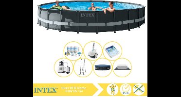 Intex Ultra XTR Frame Zwembad - Opzetzwembad - 732x132 cm - Inclusief Onderhoudspakket, Glasparels en Luxe Zwembad Stofzuiger