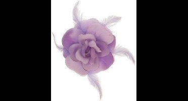 Bloem+glitters speld en elastiek lila