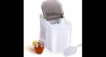 alpina Ijsblokjesmachine - Ijsblokmaker - 2 Formaten Ijsblokken - Productie in 10-12 Minuten - Transparante Deksel - Wit