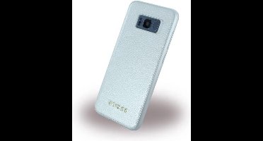 Zilver hoesje van Guess - Backcover - Guess Classic Collection - Leer - Galaxy S8 Plus - Siliconen rand