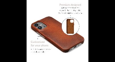 Mobilize Hoesje geschikt voor Apple iPhone 15 Pro Max MagSafe Telefoonhoesje Echt Leer | Mobilize Premium Backcover | Geschikt voor MagSafe | Geschikt voor Draadloos Opladen met Magnetische Ring | Geschikt voor MagSafe Case - Burned Cognac | Cognac