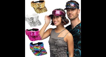 Boland - Zonneklep Blitz assorti - - Volwassenen - Unisex - 80s - 90s - Glitter - Disco