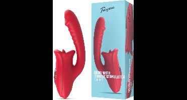 Teazers - Dildo met Clitoris Stimulator - Vibrators voor Vrouwen - Sex Toys voor Vrouwen - Dildo’s - Tong Vibrator - Dubbele Stimulatie - Rood