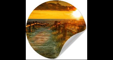 Behangcirkel - Zon - Strand - Duin - Horizon - Behangcirkel zelfklevend - Zelfklevend behang - 30x30 cm - Behang zelfklevend - Behang rond - Behang cirkel - Ronde wanddecoratie